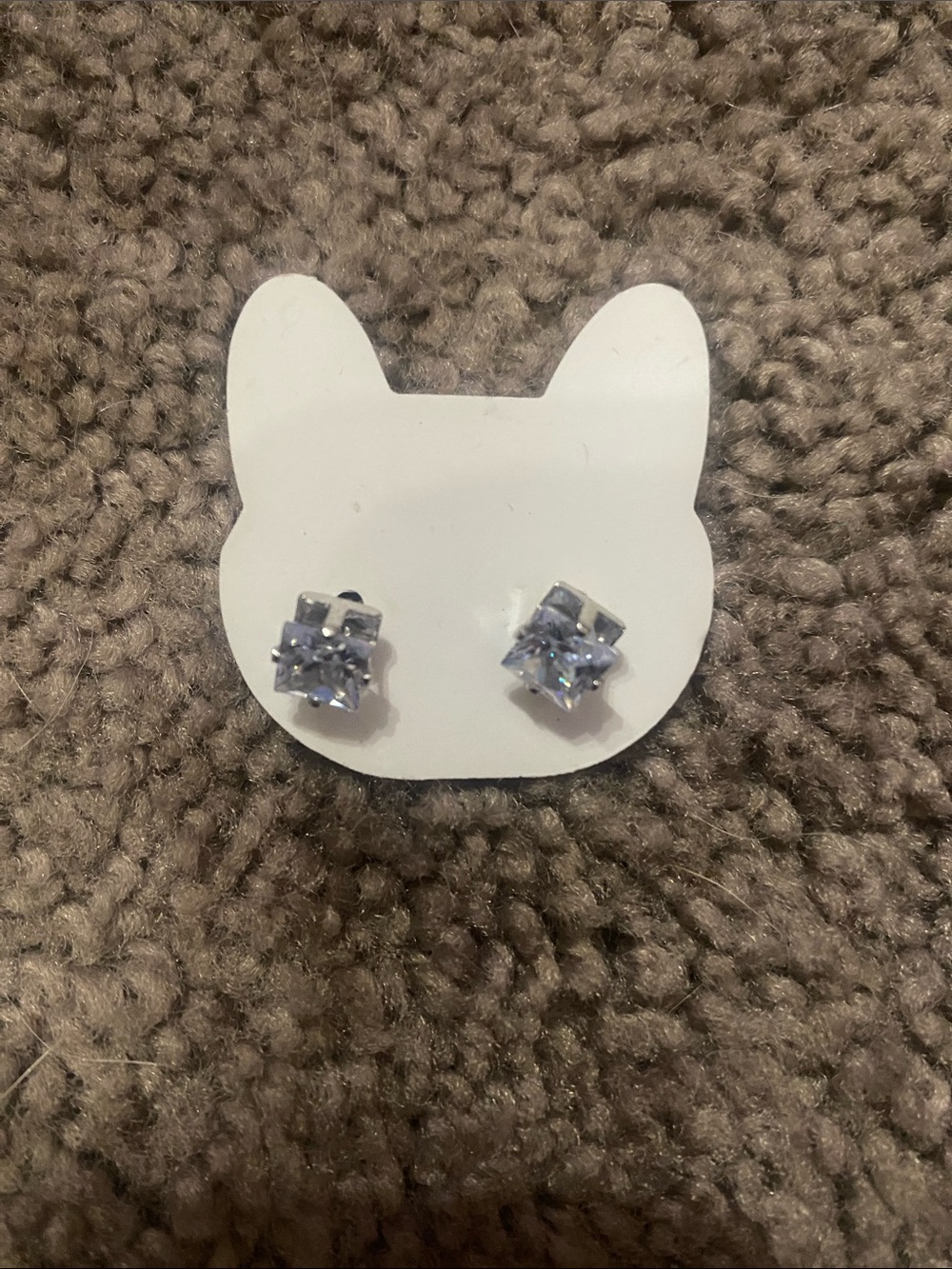 Square Cubic Zirconia Stud Earrings in Silver